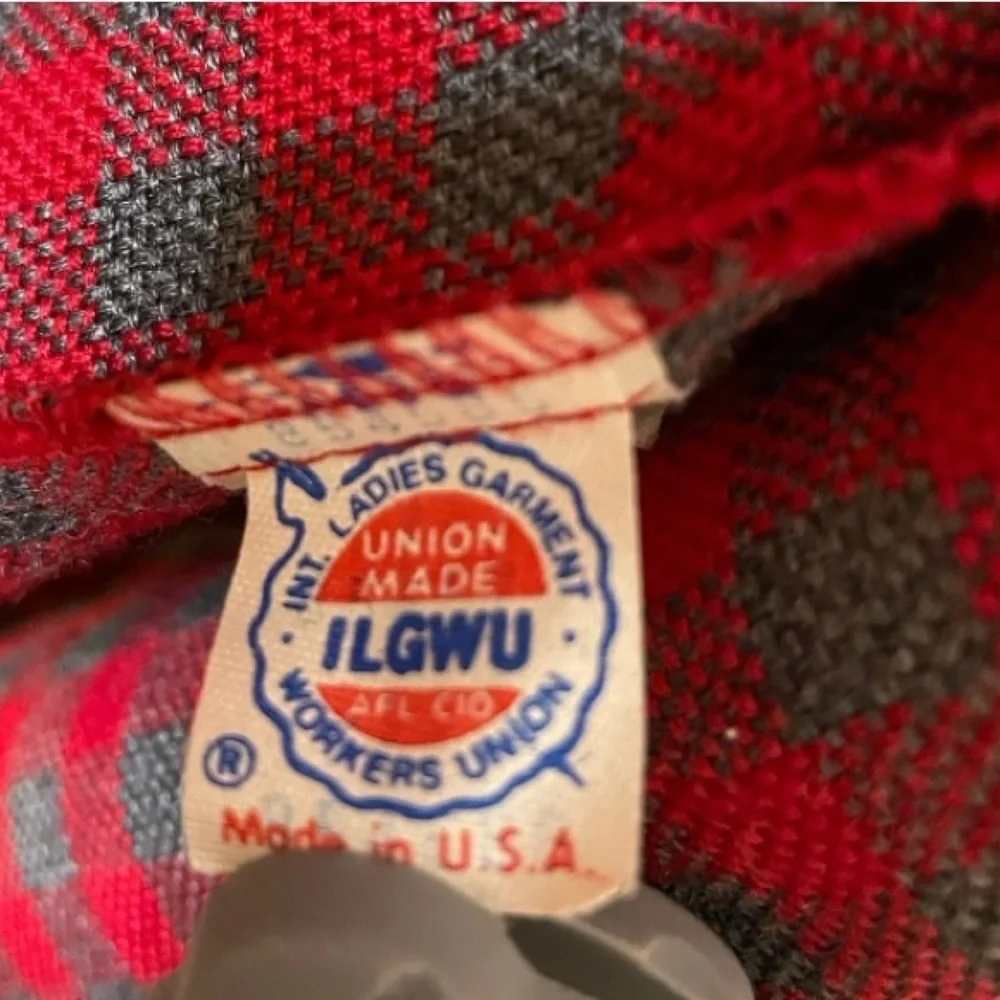 Vintage Christy Girl Oversized Blazer Jacket Women 8 Red Gray Plaid 80s 90s USA - Picture 8 of 8